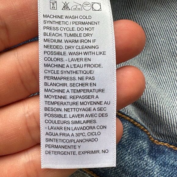 Levi’s Hybrid Twofer Hooded Denim Jean Trucker Jacket - Dark Wash Gray Wmns XS - Picture 9 of 12